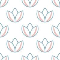 Minimalist tulip seamless tile pattern with simple purple blooms and soft grey accents ideal for modern kitchens vector