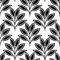 Monochrome botanical seamless tile pattern with black and white plant elements for timeless and versatile design vector