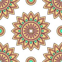 Modern boho floral mandala seamless tile pattern with vibrant colors and intricate patterns ideal for creative studios vector