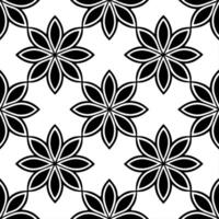 Monochrome floral seamless tile pattern with black and white botanical elements for timeless and versatile design vector