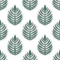 Modern minimalist tropical leaves seamless tile pattern with simple monstera and palm outlines on a white background for sleek homes vector