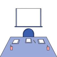 Plain Office Meeting Table with Notebooks and Pens vector