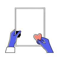 Plain background with two hands holding a heart shaped object vector