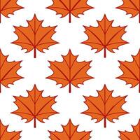 Minimalist monochrome maple leaves seamless pattern with simple lines on white background vector