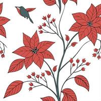 Minimalist poinsettia seamless tile pattern with simple white petals and soft grey accents ideal for modern kitchens vector