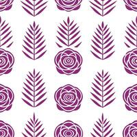 Elegant botanical illustration seamless tile pattern featuring detailed roses and ferns on a pure white background ideal for upscale interiors vector