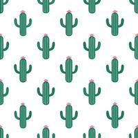 Elegant cactus seamless tile pattern with green spines and subtle blooms on white background ideal for luxurious bathrooms vector