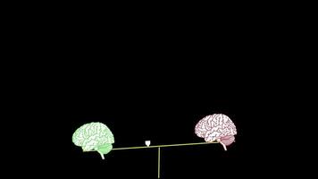 Brain on Scale Animation transparent background no need to remove background. Animation of brain balancing. Brain restoring video