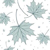 Ethereal silver maple leaves seamless pattern with metallic shimmer on white background vector