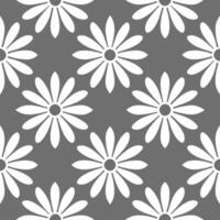 Contemporary daisy seamless tile pattern with geometric daisy designs and monochrome palette ideal for trendy spaces vector