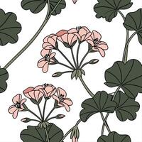 Delicate silver geranium seamless pattern with subtle shimmer on white background vector