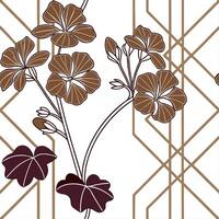 Contemporary abstract geranium seamless pattern with vibrant hues and dynamic layout on white vector
