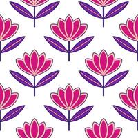 Contemporary abstract peony seamless pattern with bold colors and asymmetrical layout on white vector