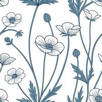 Contemporary abstract buttercup seamless pattern with bold colors and asymmetrical layout on white vector