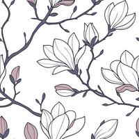 Contemporary magnolia seamless tile pattern with geometric magnolia designs and monochrome palette ideal for trendy spaces vector
