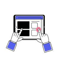 Close up of Hands Pressing Submit on a Tablet vector