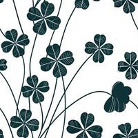 Classic embroidered clover seamless pattern with textured details on white vector