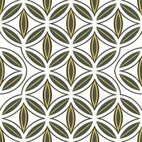 Art deco sage leaves seamless pattern with metallic accents and geometric elements on white vector