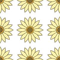 Art Nouveau sunflower seamless tile pattern with flowing lines and pastel colors ideal for elegant dining rooms vector