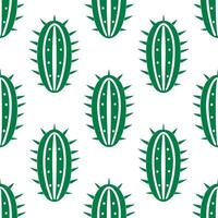 Bohemian cactus seamless tile pattern with vibrant green spines and intricate leaf patterns on white background ideal for eclectic spaces vector
