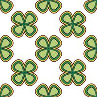 Abstract geometric clover seamless pattern with vibrant hues and dynamic layout on white vector