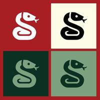 Symbolic Wooden Snake Logo Outline for Chinese New Year, Emphasizing Prosperity and Luck with a Minimalist and Elegant Design for Festive Use vector
