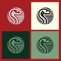 Contemporary Wooden Snake Outline Logo for Chinese New Year, Reflecting the Zodiacs Strength and Luck with a Simple, Elegant Design for Celebrations vector
