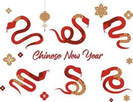 Set of snake chinese element object for icon and decoration designGRAPHIC GONG XI 001 vector