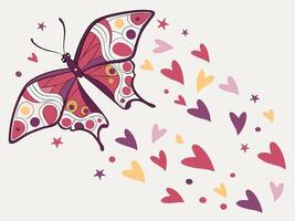 Colorful hearts and stars in red, pink, purple, and gold dot a soft white background, with ample space in the middle for a message. vector