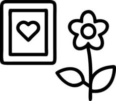 Plain white background with a single flower and a family photo frame vector