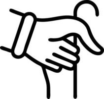 Plain white background with a hand resting on a cane vector