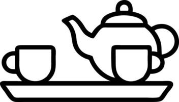 Plain white background with a teapot and two cups on a tray vector