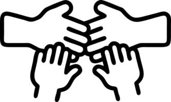 Plain white background with multiple generations of hands holding each other vector