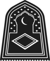 Islamic Prayer Niche Illustration - Mihrab Design with Crescent Moon and Geometric Patterns vector