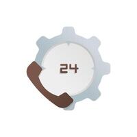 telephone icon with gears and 24 hours,customer icon vector