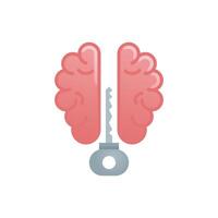 brain icon with a key inside vector