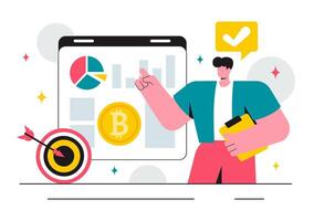 Illustration of a Cryptocurrency Exchange with Bitcoin Wallets, Coin Piles, and Digital Finance Tools vector