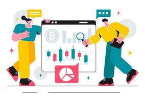 Blockchain Wallet and Bitcoin Trading Illustration Featuring Cryptocurrency Coins in a Modern Design vector