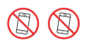 Mobile phone outline forbidden icon in generic design. Cellphone prohibition sign symbol vector