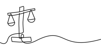 continuous line drawing of balance scale symbol left. abstract line art illustration vector