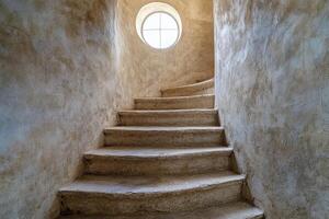 Unique spiral staircase design with soft natural light in modern architecture photo