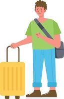 Tourist Character with Suitcase vector