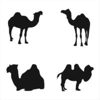 A clean and minimalist silhouette of a camel, showcasing its iconic shape and details vector