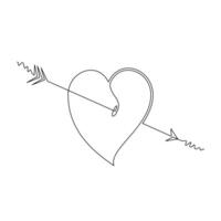 one line art hearts and arrows illustration. line art, one continuous line, simple, hand drawn and sketch style. for icons, symbols, signs or logos vector