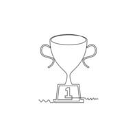 one line art trophy illustration. line art, one continuous line, simple, hand drawn and sketch style. for icons, symbols, signs or logos vector