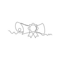 one line art award certificate illustration. line art, one continuous line, simple, hand drawn and sketch style. for icons, symbols, signs or logos vector