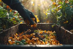 An ultra realistic scene of a person composting photo