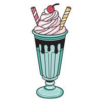 Hand Drawing of Retro Milkshake with Classic and Vibrant Details vector