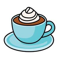 Hand Drawing of Cup of Coffee with Cream and Inviting Details vector