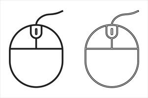 Simple Outline of Computer Mouse Minimal Illustration vector